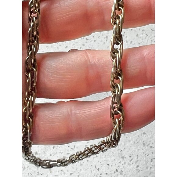 Crown Trifari Gold-Tone Rope Chain Necklace 22” Secure Clasp & Charm VTG  MCM - Picture 2 of 8